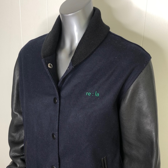 Regarding LA Bomber Jacket Leather Sleeves Large - Picture 2 of 4